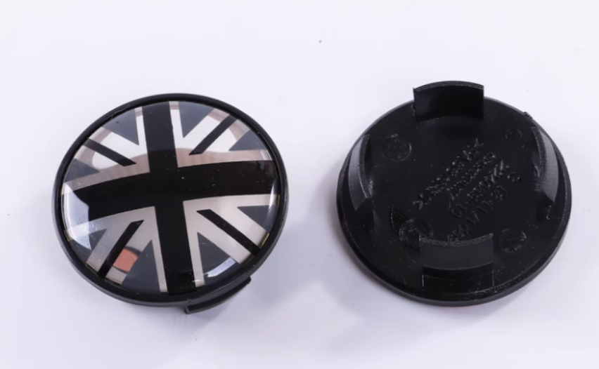 4x 54mm Nabendeckel für Mini England Flagge Schwarz