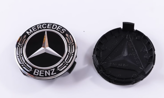 4x Nabendeckel für Mercedes - Benz 75mm Radkappen, Felgendeckel Schwarz