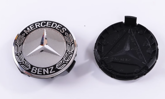 4x Nabendeckel für Mercedes - Benz 75mm Radkappen Felgendeckel Silber