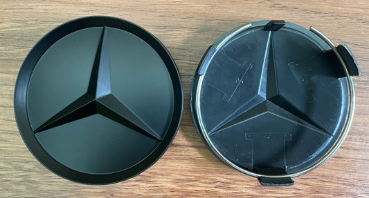 4x 75mm Nabendeckel Mercedes - Benz Schwarz Matt