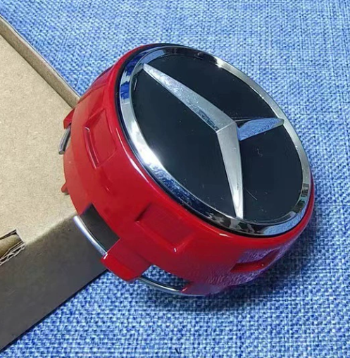 4x 75mm Nabendeckel für Mercedes - Benz Rot / Schwarz