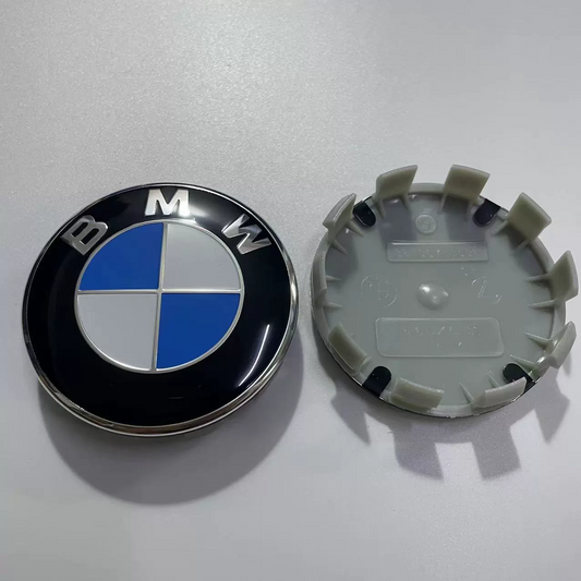4x 68mm Nabendeckel für BMW Blau / Weiß (Kopie)