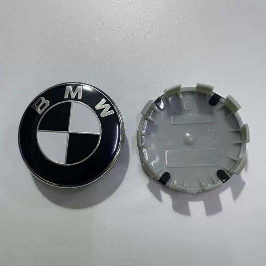 4x 68mm Nabendeckel für BMW Schwarz / Weiß