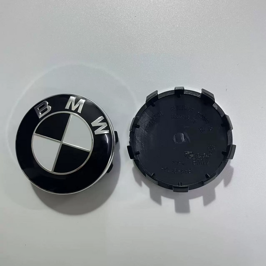 4x 56MM Nabendeckel für BMW Schwarz / Weiß