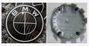 4x 68mm Nabendeckel für BMW echtes Carbon Schwarz