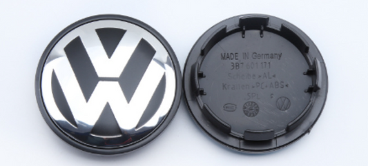4x Nabendeckel für Vw 65mm Radkappen, Felgendeckel Schwarz