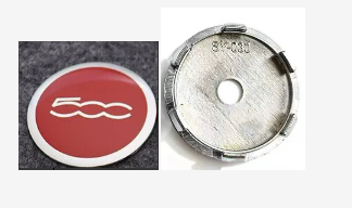 4x 60mm Nabendeckel für Fiat 500 in Rot